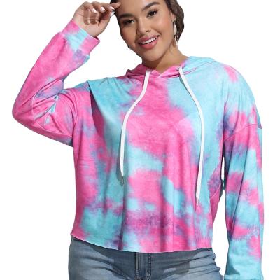 China Custom Logo Women's Long Sleeve Sweatshirt Plus Size Tie Dyed Crop Hoodies Pullover for sale