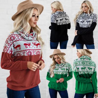 China Women's Breathable Christmas Sweatshirt Reindeer Snowflake Printed Jumper Christmas Long Sleeve Pullover Tops for sale