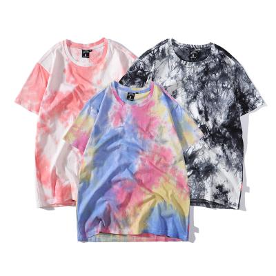 China Viable Custom Design Basic Casual Loose Couples T-shirts Crew Neck Tees Tie Dye Unisex Tops for sale