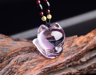 China Other Gead Fox Amethyst Amethyst Stereo Pendant Necklace Natural Light Purple Brazilian Amethyst Stain Big Lovely for sale