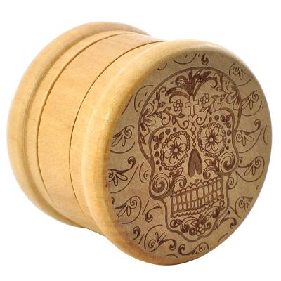 China 60mm Three-Layer Portable Wooden Laser Grinder Multifunctional High Quality Custom Logo For Grinder Weed Grass for sale