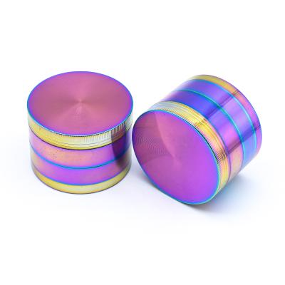 China Multifunctional Factory Hot Selling Four Layers 50mm Rainbow Color Metal Smoking Herb Grinder Wholesaleherb Accessories for sale