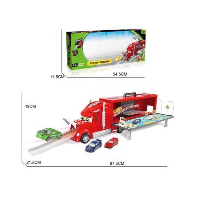 China Toy QS BSCI Factory DIY 1/64 Diecast Portable Die Cast Toys Rail Truck Model Toys With Garage Parking Lot Toys for sale