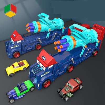 China Diecast Toy QS Toys Container Truck Model Vehicle Die Casting Soft Shooting Gun 4 In 1 Collections Diy Assembly Set Diecast Toy Vehicles for sale