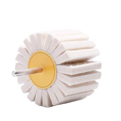 China 6mm Shank Diameter Polishing Cylinder Shape Wood Polishing Wheel In Abrasive Tools Wool Flap Wheel for sale