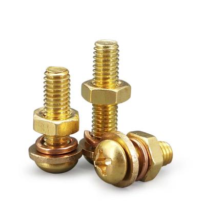 China New Round Head Style Custom 4/5/8/12/20/30/60mm Length Machine Drill Brass Screws Copper Round Head Screw for sale