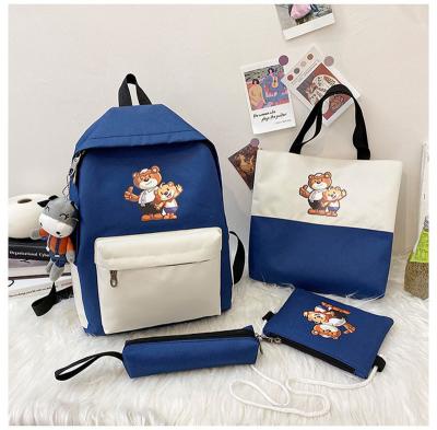 China Fashionable Color-Contrast Student Set Waterproof Four-piece Schoolbags Band-patterned Cheap Children's Schoolbags And Backpacks for sale