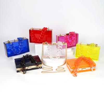 China Luxury/Fashion Women Clear Clear Clear Acrylic Chain Handbag Bag Box Clutch Shoulder Cross - Body Evening Clutch Bags for sale