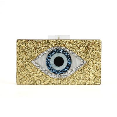 China Women Evening Clutch Bags Glitter Sequin Box Bag Party Prom Lady Bags Acrylic Evening Grabs Devil Eye Purse Cross - Body Handbag for sale