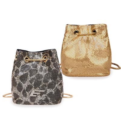 China Luxury Fashion Bling Party Porm Purses and Handbags Even Bucket Bags Metal Mesh Coin Purse for sale