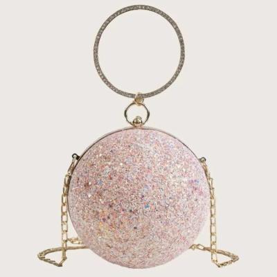 China Fashion New Bling Ball Clutch Bag Around Cross Ring Handle Lady Party Purse - Body Purse Wedding Clutch Bags Bridal Bag for sale