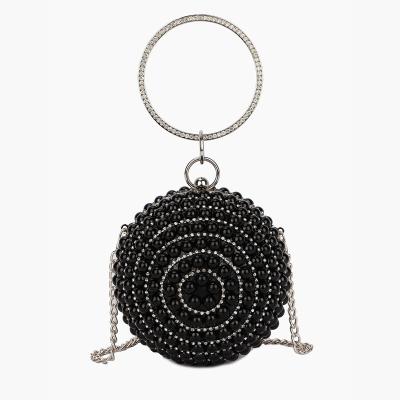 China Women Even Clutch Bags High Quality Women's Ball Shape Evening Clutches Shiny Full Rhinestone Pearl Handbag Lady Party Prom Clutch for sale