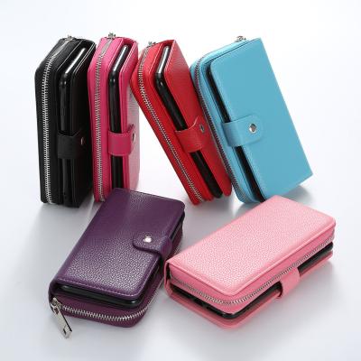 China Hot Multifunctional Phonecase Clutch Lychee Pattern Mini Purse Bag Wristlet Handbag OEM Card Holder Wallet for sale