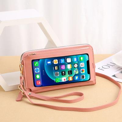 China New Fashion Design Touch Screen Wrist Cell Phone Bag Card Holder Mini Coin Purse Crossbody Shoulder Purse For Unisex for sale