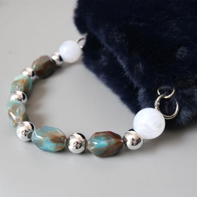 China Fashion Vintage Color Plastic Resin Stone Strap Bracelet Acrylic Beaded Purse Chain Handle For Evening Party Purse for sale