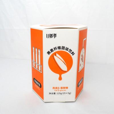 China Factory Box 375g Recyclable Silver Custom Silver Lock Drug Health Food Drug Box Bottom Packing Box For Oats Hexagon Packing Box for sale