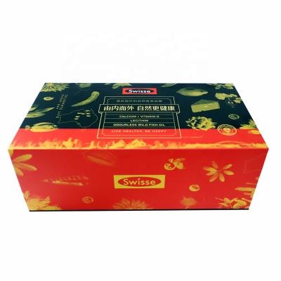 China Custom Reused Materials Factory Gray Board Box Equip Portable Nylon Rope Book Type Box Drug Health Food Packing Box For Feeding Vitamin for sale