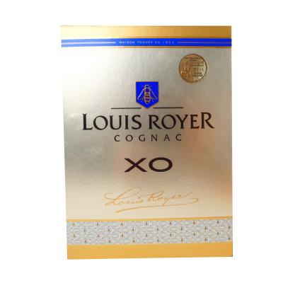 China Factory Customized Recyclable Wine Box Logo Factory Customized High End Gold Stamping Embossing To Adopt Silver Paperboard For Whiskey Red Wine Remy Martin Packaging for sale