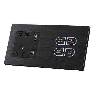 China Luxury Style Hotel Aluminum Touch Lamp Switch 1 Strip 2 Way With USB Plugs for sale