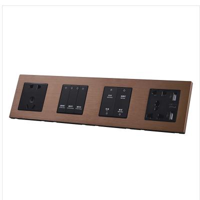 China Modern Aluminum Rectangular Push Button Lamp Switch Wall With USB Plug for sale