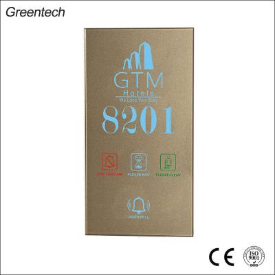 China Greentech hotel square shape LED room door number electronic door plate DND MUR Door Bell Door electronic panel tempered glass panel+stainless steel frame for sale