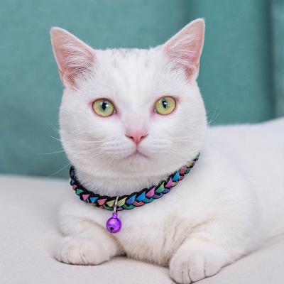 China Japanese Style Cat Bells Collar Adjustable Pet Ringer Pet Bell Cat Collars Viable Polyester Fabric Supply for sale