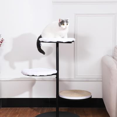 China Sustainable Pet Cat Scratching Post Jumping Platform Cat Tree Three-Layer Cat Toy Wooden Sight Climbing for sale