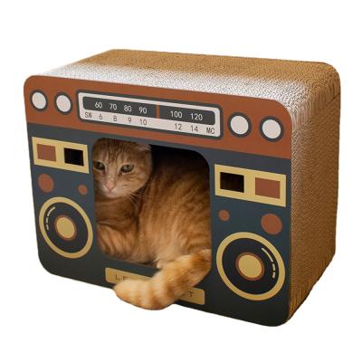 China Unique Cat Litter Box Fun Game Console Cat Litter Oven Scratcher Durable Radio Shaped Viable Cat Litter Scratcher for sale