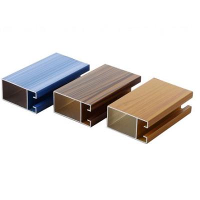 China door & Window Extrusion Aluminum Alloy Wood Grain Aluminum Square Tube for Door and Window for sale