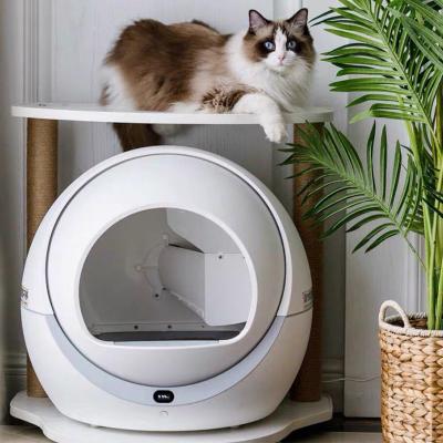 China Sustainable Pet Cat Litter Box Automatic Splashing Full Deodorizer Scoop Closed Cat Toilet for sale