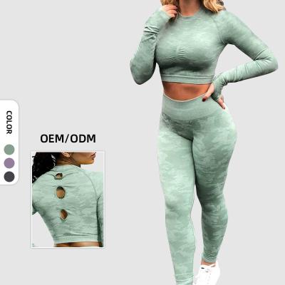 China Breathable High Quality Custom Made Longsleeve Tracksuit For Women Workout Wear Activewear Fitness Clothing Yoga SportWear Female Gaiters Set for sale