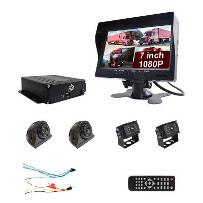 China Truck Bus 7Inch 1024*600 IPS Monitor 4CH Truck Camera Infrared Waterproof Mobile Kits Support 256GB SD Card DVR for sale