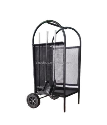 China Storage firewood cart painted in black firewood storage cart for sale