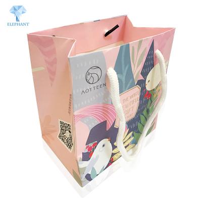 China Custom Color Print Cartoon Pink Underwear Shopping Bag Recyclable for sale