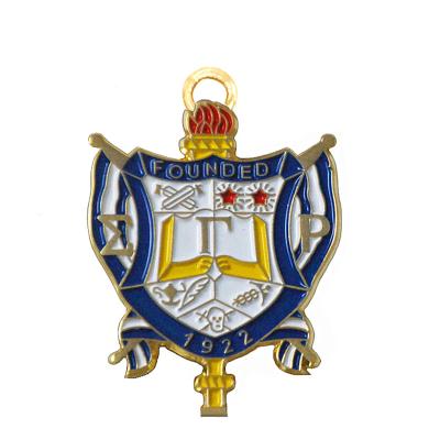 China Eco-Friendly Metal Enamel Since 1922 SGR Sign Sorority Sigma Shield Badge Gamma Pendants Blue Yellow Color Founded for sale