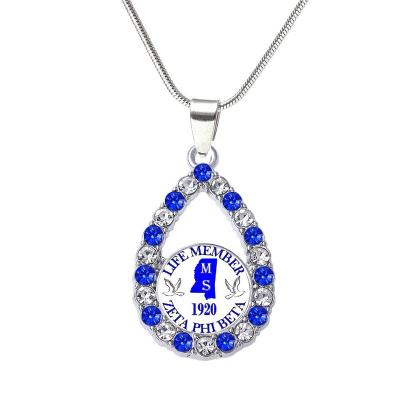 China Crystal Rhinestone Sorority 1920 Metal Dove Zeta Phi Beta Necklaces Greek Life Member Fraternity Service Keepsake Gift Jewelry Eco-Friendly for sale