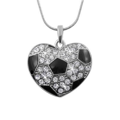 China Eco-Friendly Zinc Alloy Metal Inlaid Enamel Gym Heart Baseball Football Volleyball Pendant Necklace With Snake Chain For Women for sale