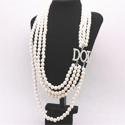 China New Eco-Friendly Handmade Imitation Tomb Tomb Mason Black Women Letters Daughters Four Layers Of ISIS DOI Necklaces Pearl for sale