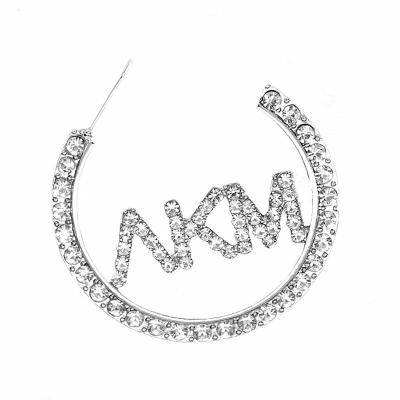 China Eco-Friendly Customize Design Metal Alloy Inlay Diamond Crystal Greek Sorority Letter Lambda MU Company Earrings Jewelry for sale