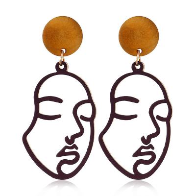 China Eco-Friendly Customize Design Ins Styles Fashion Colorful Cute Hollow Human Face Charm Earrings for sale