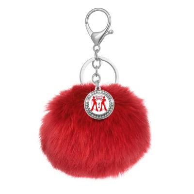 China Greek Courage Letter Delta-Sigma Sorority Key Chain DST Label Elephant Pom Keyrings For Sisterhood Women Bag Car Jewelry Eco-Friendly for sale