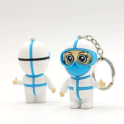 China Eco-Friendly Personalized Customize Souvenir Gift PVC 3D Rubber Material Design Doctor's Day Doctor Nurse Doll Key Chain Keychains for sale