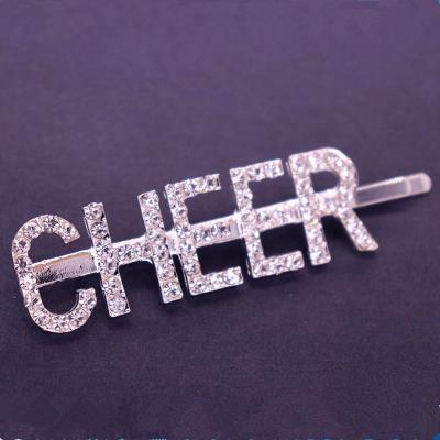 China Eco-Friendly Girl and Women Ally Inlay Stone Majorette Gift Letters Cheer Hair Claw Clips Hairpins for sale