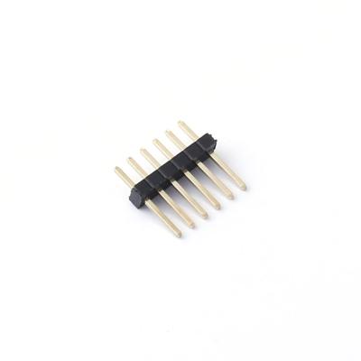 China High Quality Row 1.27mm Pin Header Pitch 6 Pins Square Single Needle Board To Board And Tighten Connectors KH-1.27PH180-1X6P-L7.2 for sale