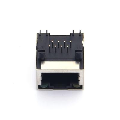 China Single Port Brass Or Bronze Network Interface 8P8C RJ45 1x1 Ethernet Female Connector With LED Indicator for sale