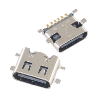 China Type-C 6Pin Female Seat Fully Attached Spring USB3.1 Connector Huawei PD Interface Fast Charging Solder KH-TYPE-C-W.STM-6P-T for sale