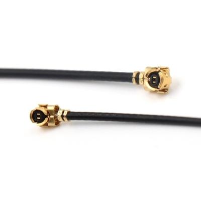 China IPEX One Generation Copper Double Coaxial Connector Gold Plating Jumper RG113 Head Terminal Length 30mm for sale