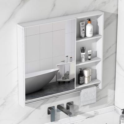 China Modern Aluminum alloy wall mounted powder room locker. Bathroom storage shelf. Bathroom mirror cabinet for sale