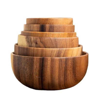 China Viable Acacia Noodle Salad Rustic Wooden Cafes and Cafes Wooden Bowls and Small Trays for sale