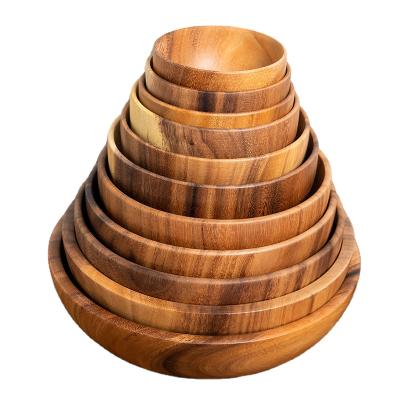 China Sustainable American Hot Selling Upscale Acacia Wood Kitchen Restaurant Wire Wooden Bread Serving Bowls for sale